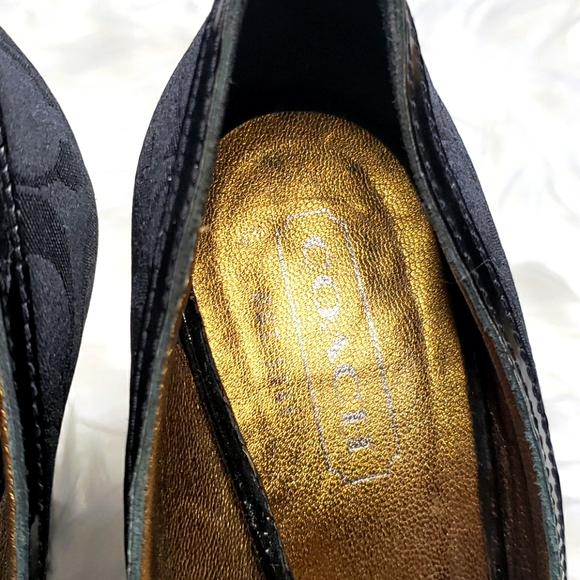 Coach Daisey Black Bow Peep Toe Heels 6.5 - Picture 7 of 10